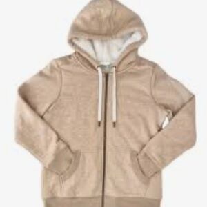 L.L. Bean Beige  sherpa lined Hoodie Jacket size small